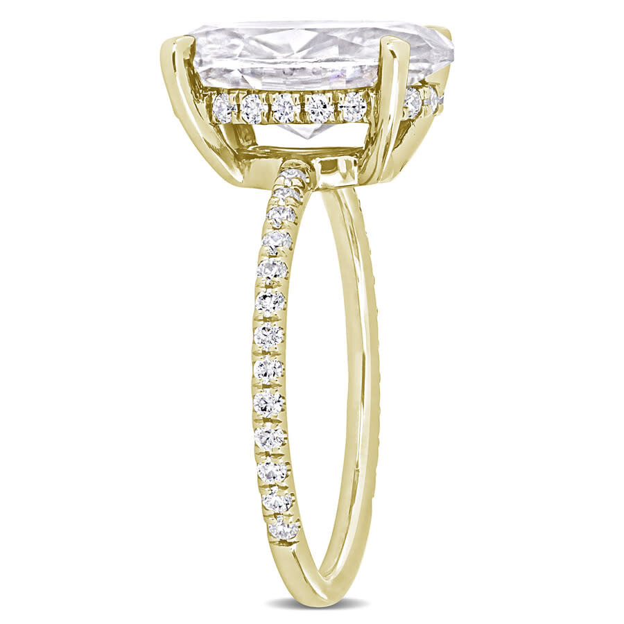 Amour 4 7/8 Ct Dew Oval Created Moissanite Engagement Ring In 10k Yellow Gold In Yellow