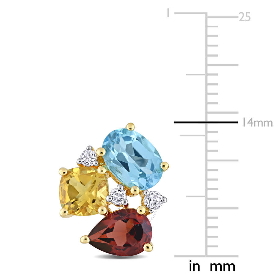 Shop Amour 4 7/8 Ct Tgw Multi-color Gemstone Stud Earrings In Yellow Plated Sterling Silver