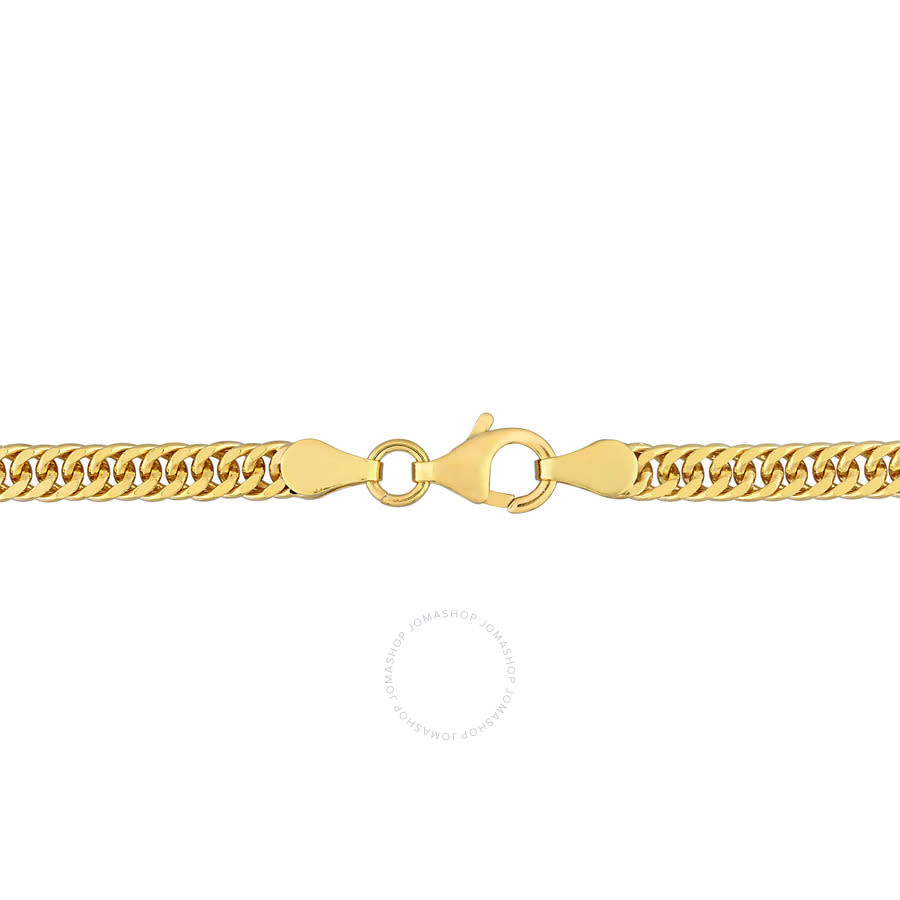 Amour Double Curb Link Chain Necklace In Yellow Plated Sterling Silver In Yellow