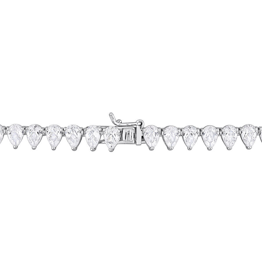 Amour 44 1/2 Ct Tgw Created White Sapphire Teardrop Tennis Necklace In Sterling Silver In White