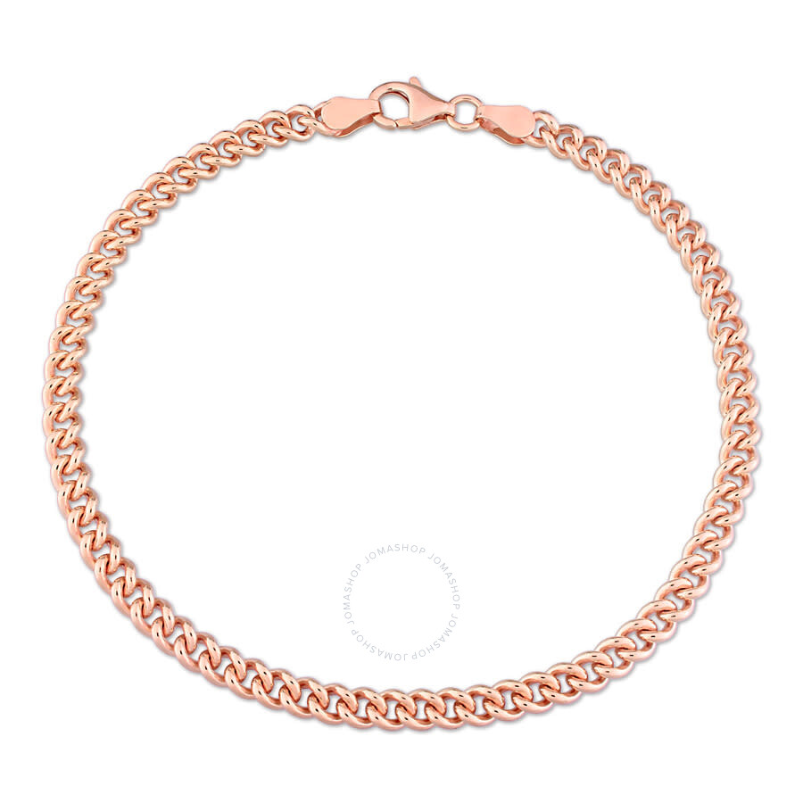 Amour 4.4mm Curb Link Chain Bracelet In Rose Plated Sterling Silver - 9 In. In Rose Gold-tone