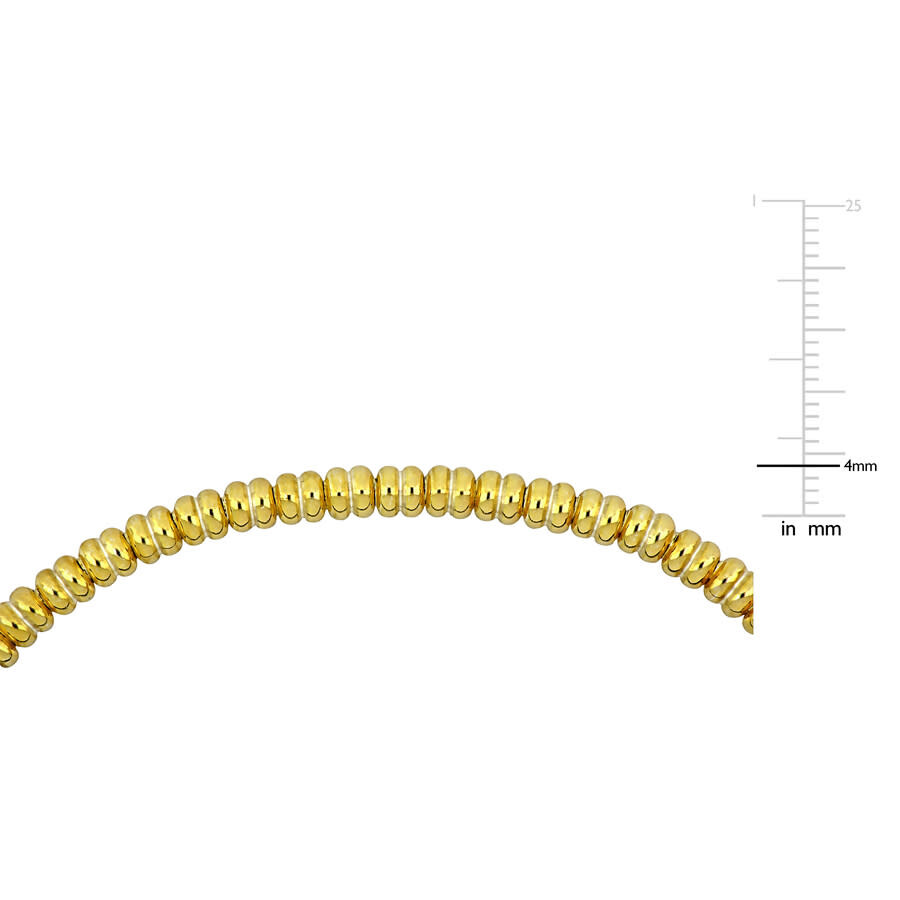 Amour 4mm Black Titanium Spring Bead Elastic Yellow Plated Sterling Silver Bracelet - 7.25 In In Yellow