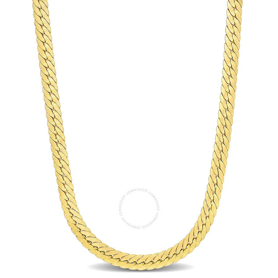 Amour Herringbone Chain Necklace In Yellow Plated Sterling Silver In Yellow