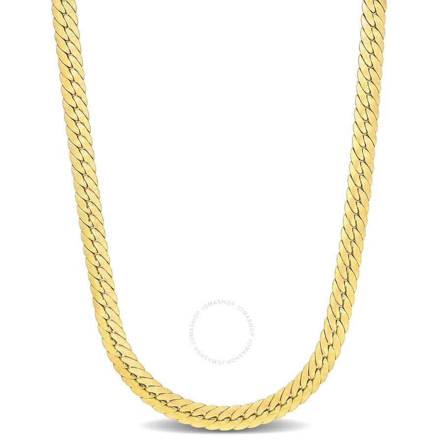 Shop Amour Herringbone Chain Necklace In Yellow Plated Sterling Silver