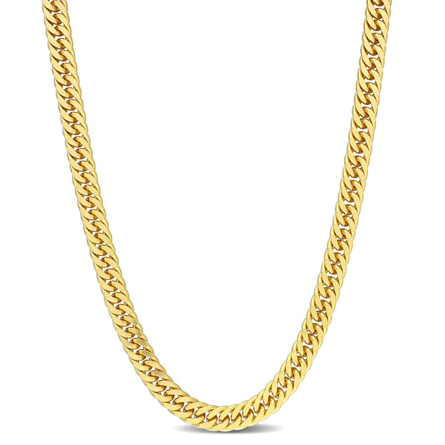 Shop Amour 5.5mm Double Curb Link Chain Necklace In Yellow Plated Sterling Silver