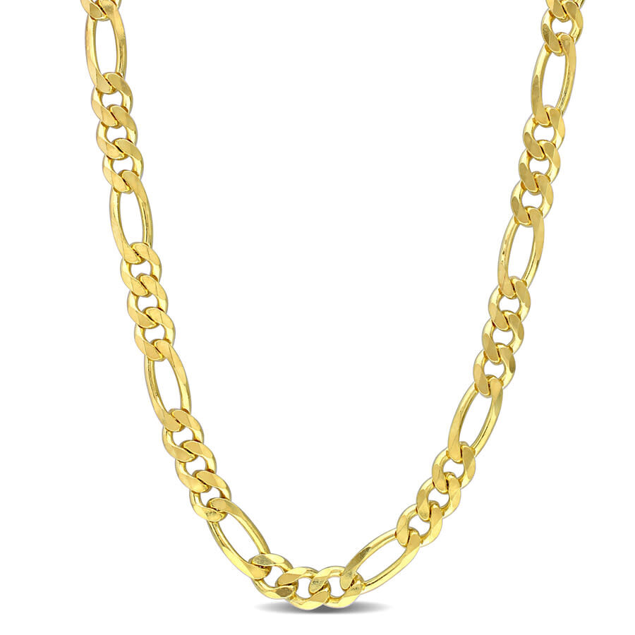 Amour 5.5mm Figaro Chain Necklace In Yellow Plated Sterling Silver In Yellow