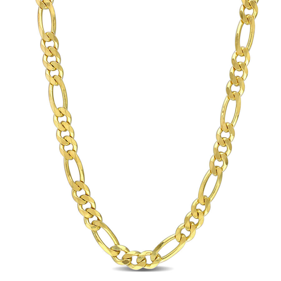 Amour 5.5mm Figaro Chain Necklace In Yellow Plated Sterling Silver In Yellow