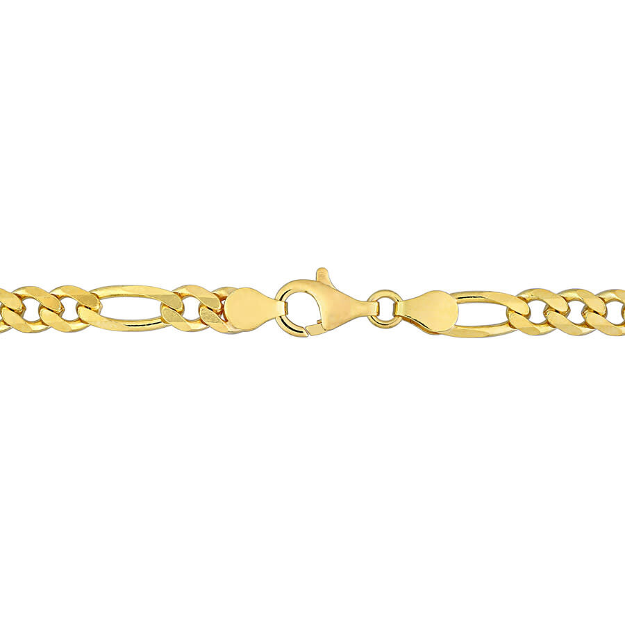 Amour 5.5mm Figaro Chain Necklace In Yellow Plated Sterling Silver In Yellow