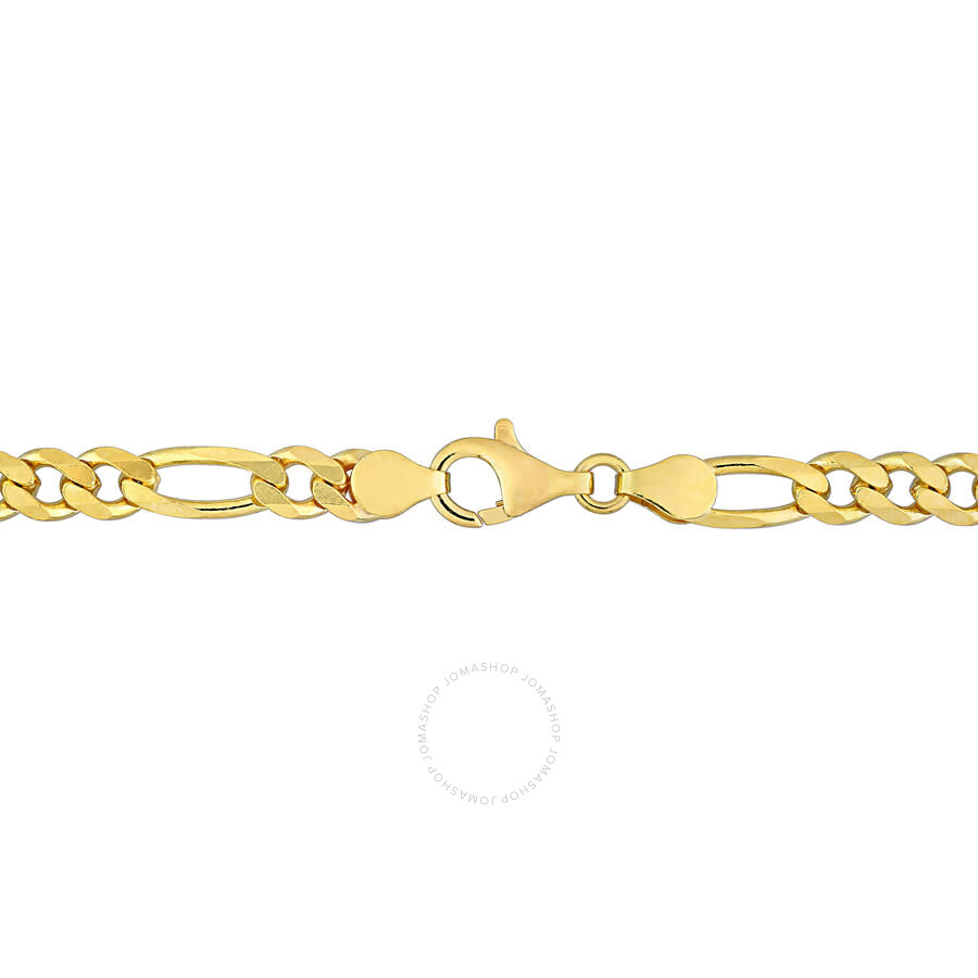 Amour 5.5mm Figaro Chain Necklace In Yellow Plated Sterling Silver In Yellow