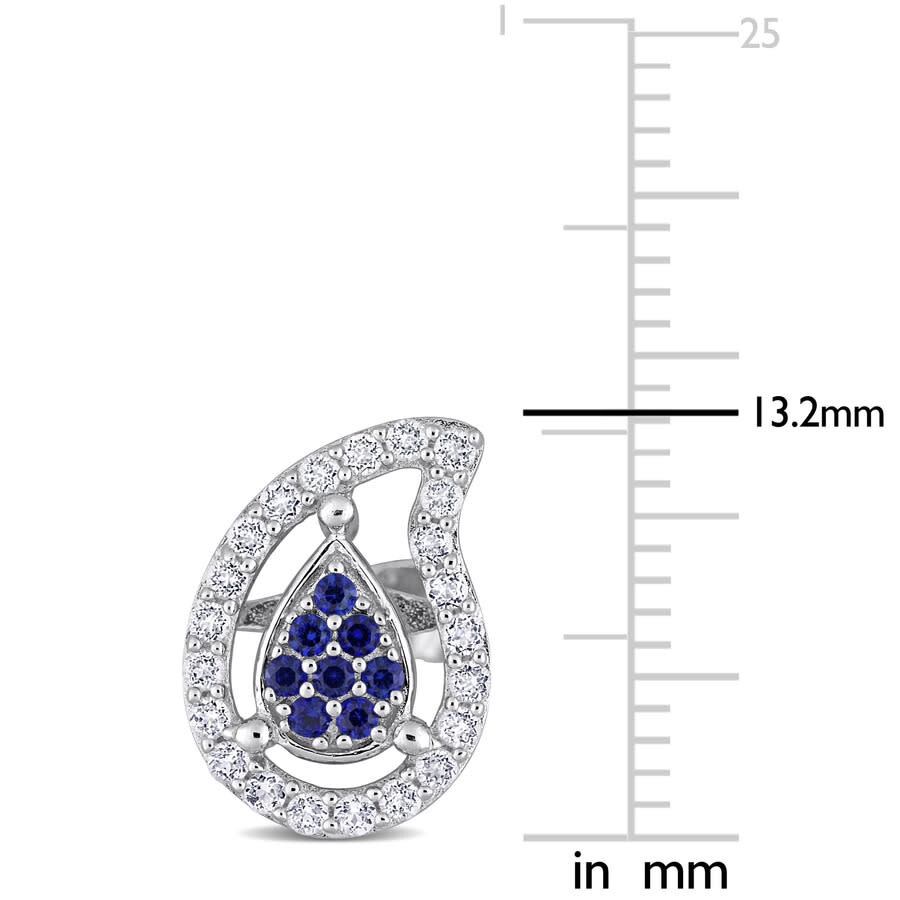 Shop Amour 5/8 Ct Tgw Created Blue Sapphire And White Topaz Teardrop Earrings In Sterling Silver