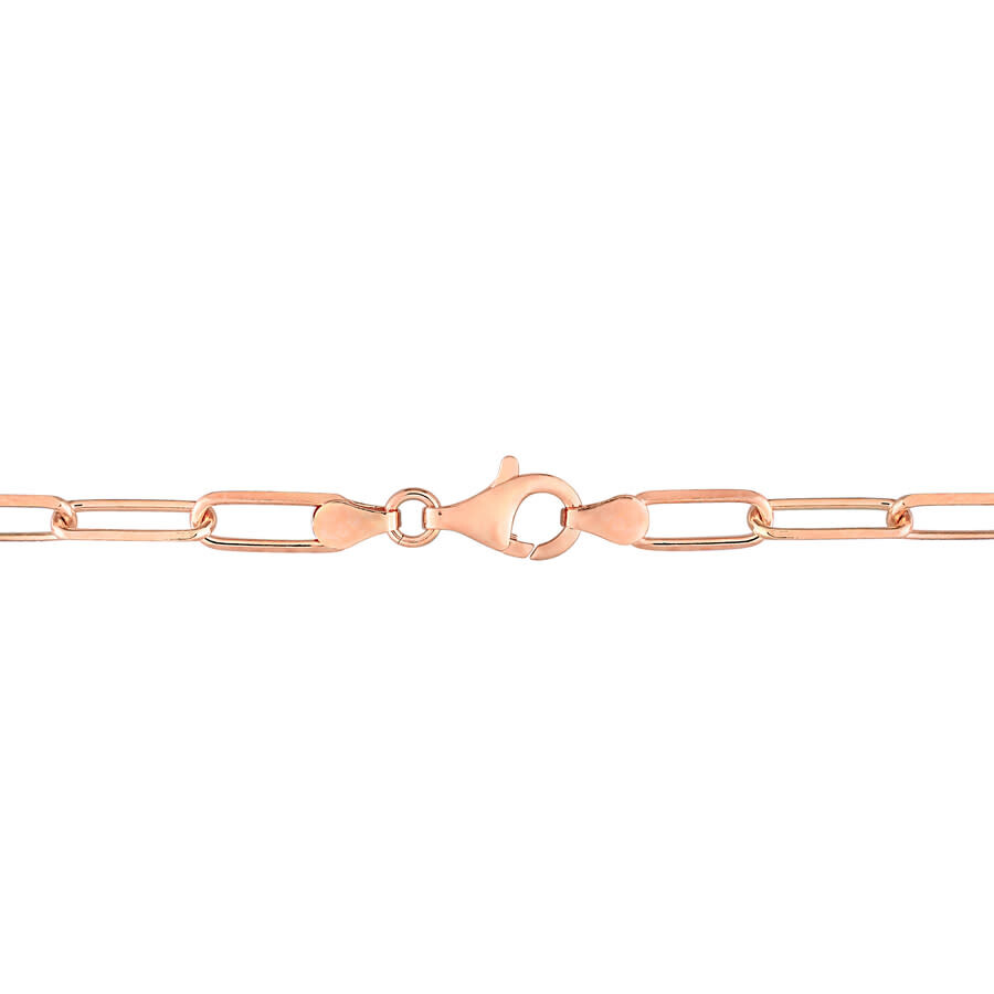 Amour 5mm Diamond Cut Paperclip Chain Necklace In Rose Plated Sterling Silver In Rose Gold-tone