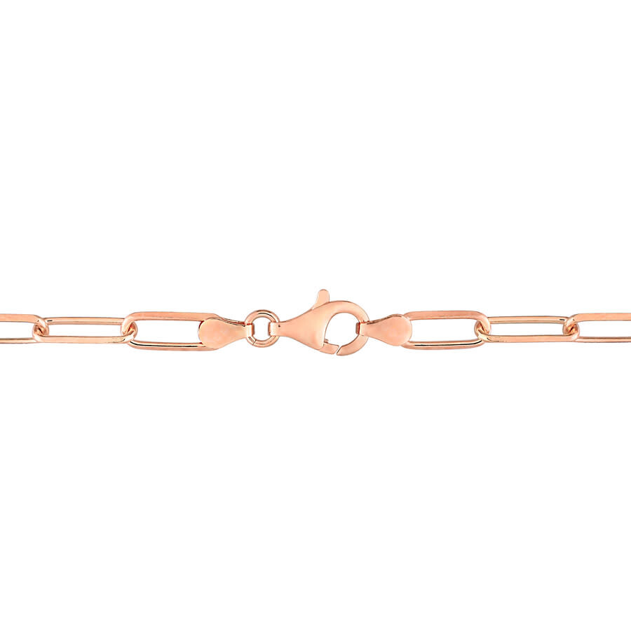 Shop Amour 5mm Diamond Cut Paperclip Chain Necklace In Rose Plated Sterling Silver In Rose Gold-tone