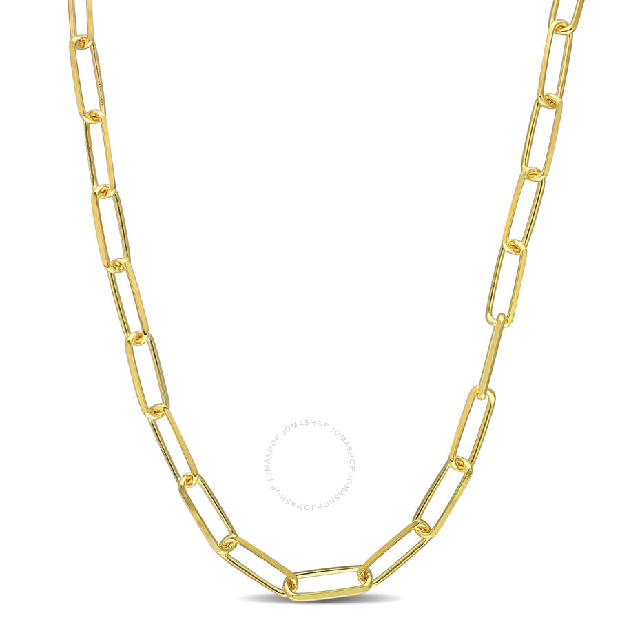 Amour 5mm Diamond Cut Paperclip Chain Necklace In Yellow Plated Sterling Silver In Yellow
