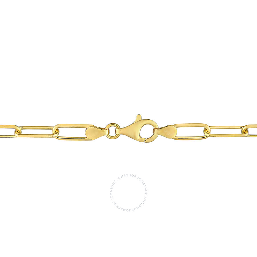 Amour 5mm Diamond Cut Paperclip Chain Necklace In Yellow Plated Sterling Silver In Yellow