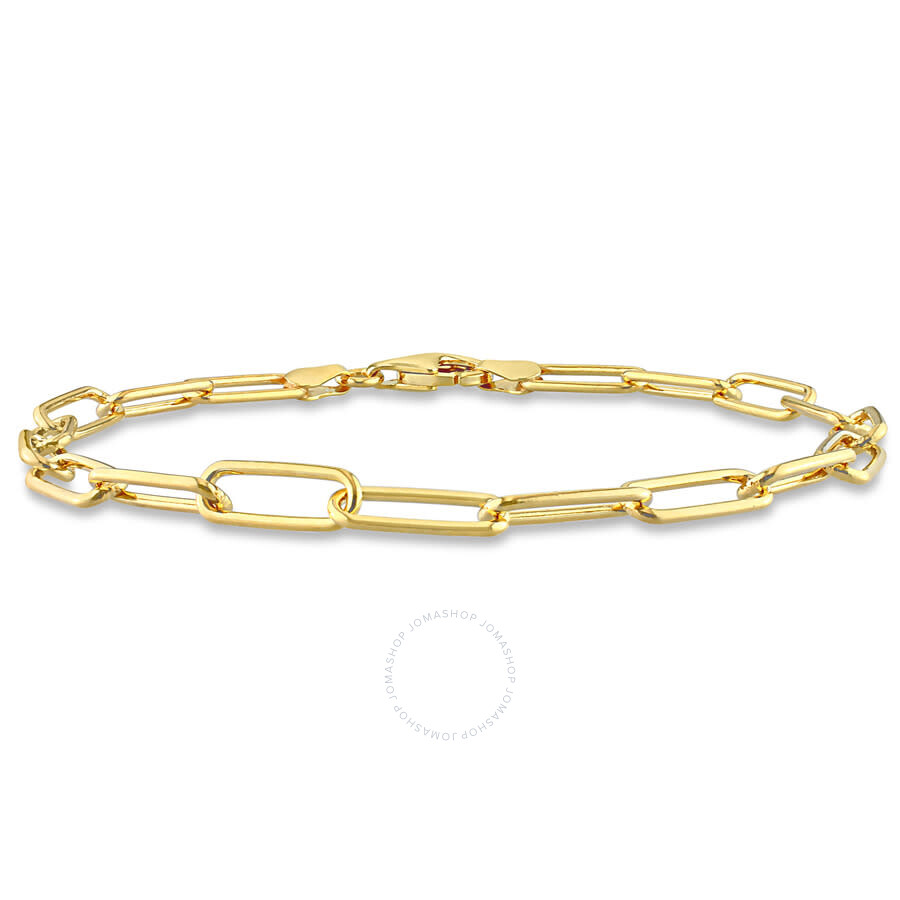 Amour 5mm Paperclip Chain Bracelet In Yellow Plated Sterling Silver In Yellow