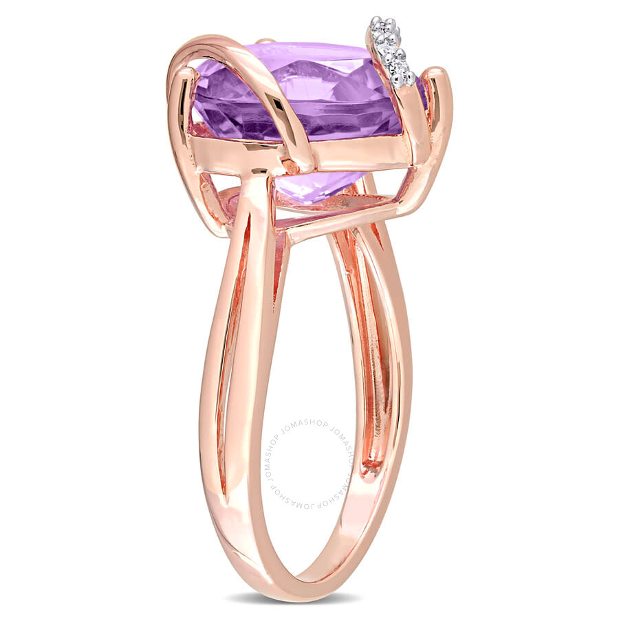 Shop Amour 6 1/2 Ct Tgw Amethyst And Diamond Accent Heart Ring In Rose Plated Sterling Silver In Pink