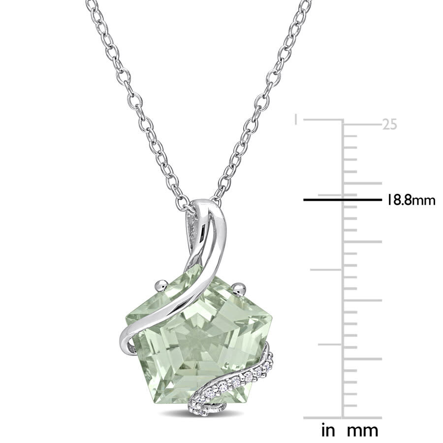 Amour 6 1/2 Ct Tgw Green Quartz And Diamond Accent Swirl Pendant With Chain In Sterling Silver In White
