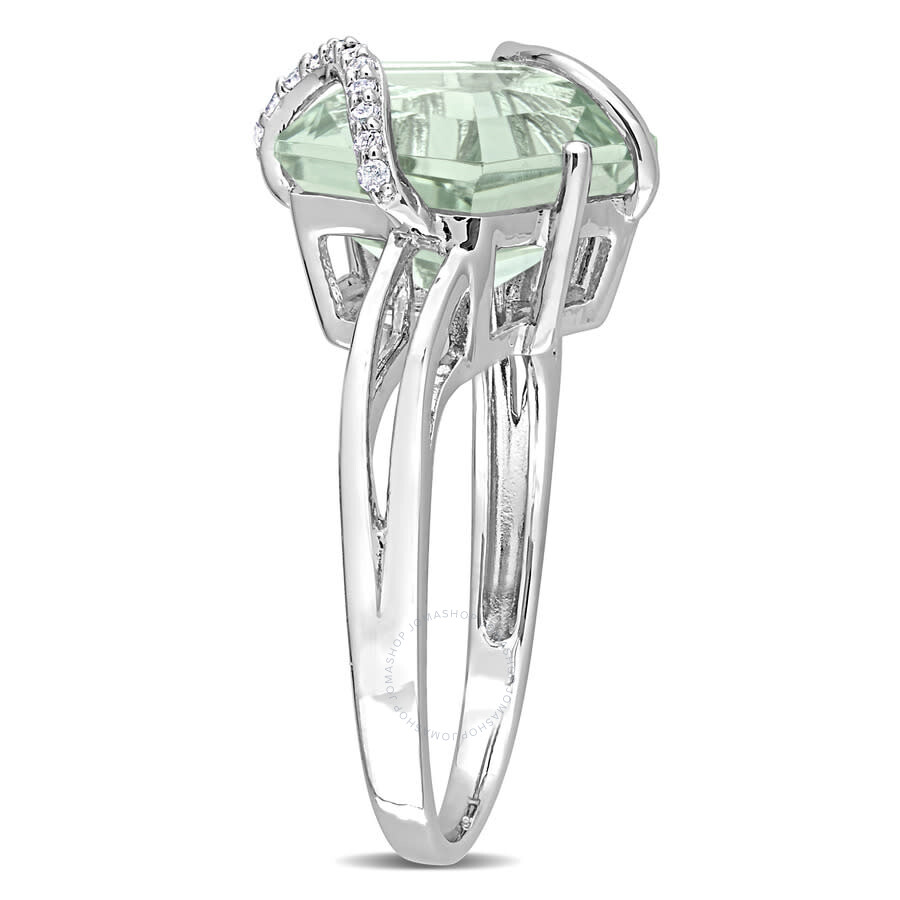 Amour 6 1/2 Ct Tgw Green Quartz And Diamond Accent Swirl Ring In Sterling Silver In White
