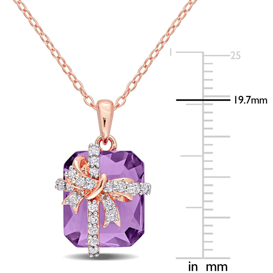 Shop Amour 6 3/4 Ct Tgw Amethyst And White Topaz Pendant With Chain In Rose Plated Sterling Silver In Pink