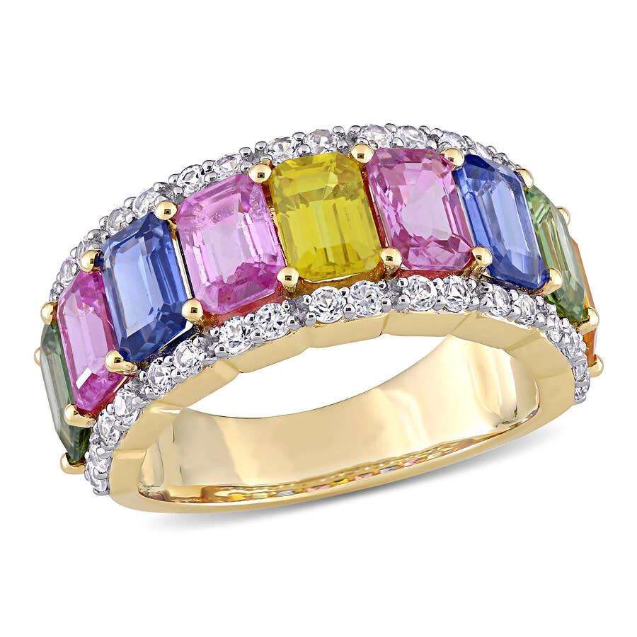 Amour 6 4/5 Ct Tgw Multi-color Sapphire Eternity Ring In 14k Yellow Gold In Yellow