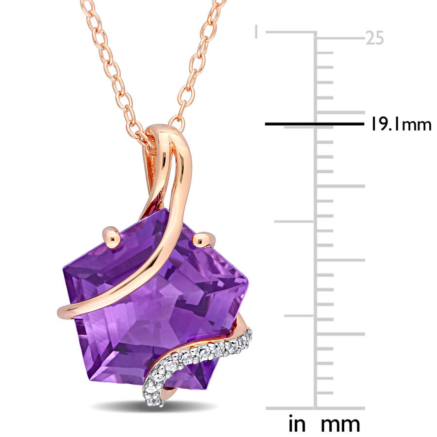 Shop Amour 6 Ct Tgw Amethyst And Diamond Accent Wrapped Pendant With Chain In Rose Plated Sterling Silver In Pink