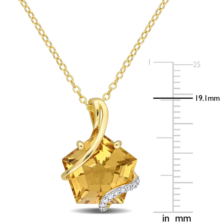 Amour 6 Ct Tgw Citrine And Diamond Accent Wrapped Pendant W+d97:d100ith Chain In Yellow Plated Sterl In Yellow
