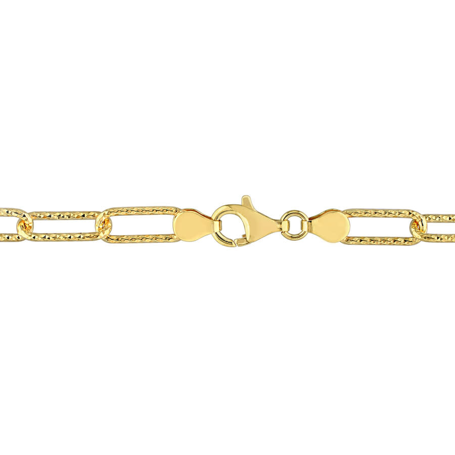 Amour 6mm Fancy Paperclip Chain Necklace In Yellow Plated Sterling Silver In Yellow
