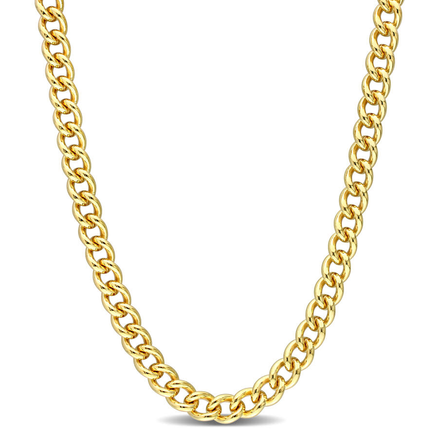 Amour 6.5mm Curb Link Chain Necklace In Yellow Plated Sterling Silver In Yellow