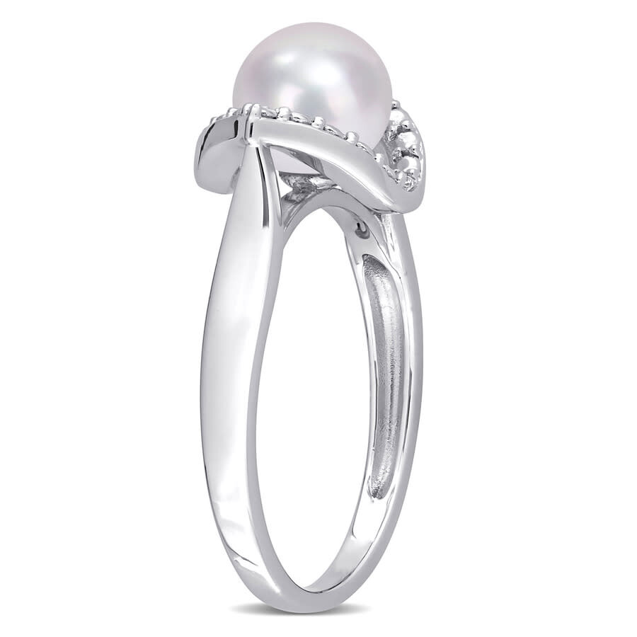 Amour 7-7.5mm Freshwater Cultured Pearl And Created White Sapphire Halo Ring In Sterling Silver In White