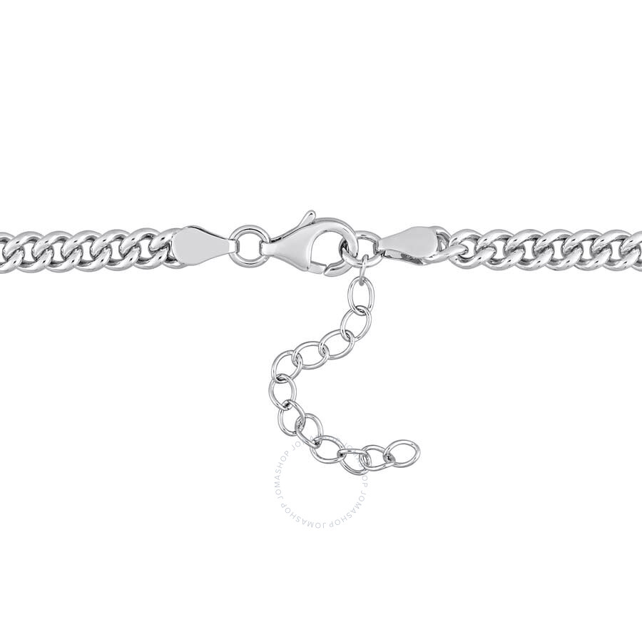 Amour 7/8 Ct Tgw Octagon Created Emerald Curb Link Chain Necklace In Sterling Silver In White