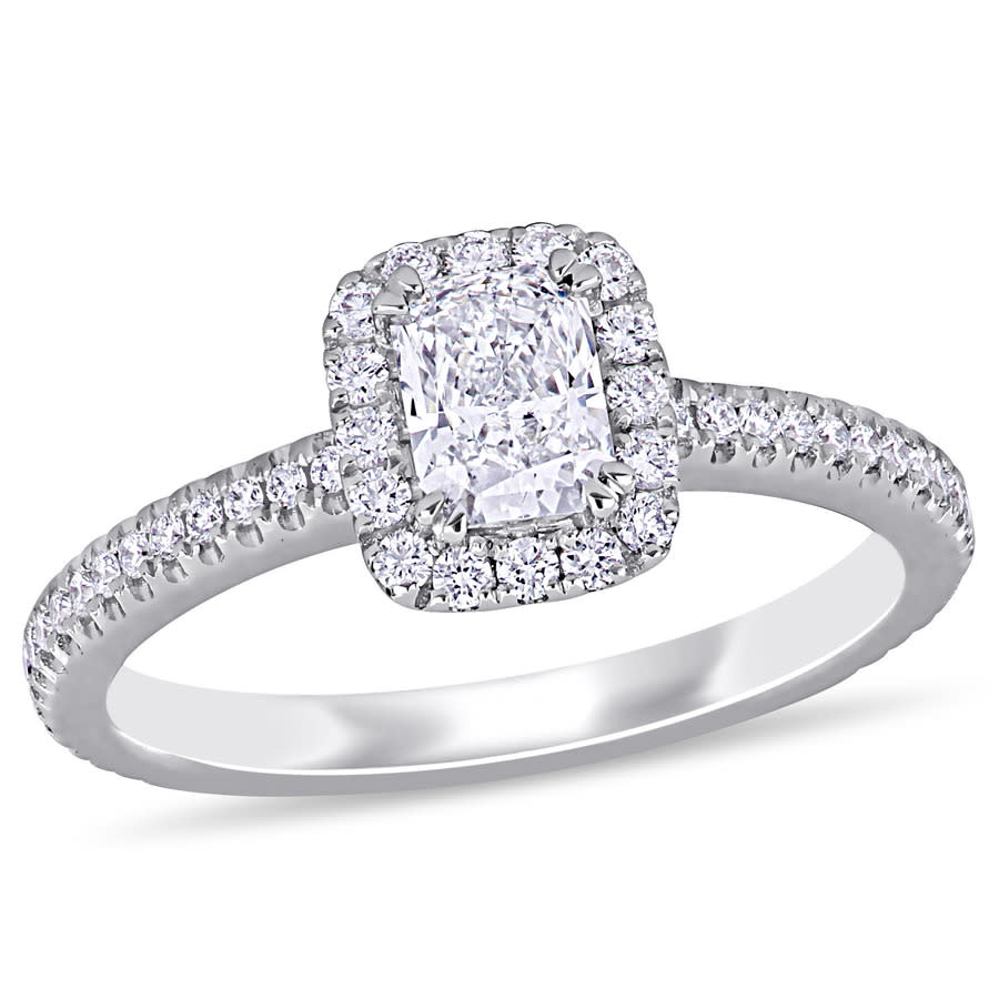 Amour 7/8 CT TW Diamond Halo Engagement Ring In 14K White Gold ...