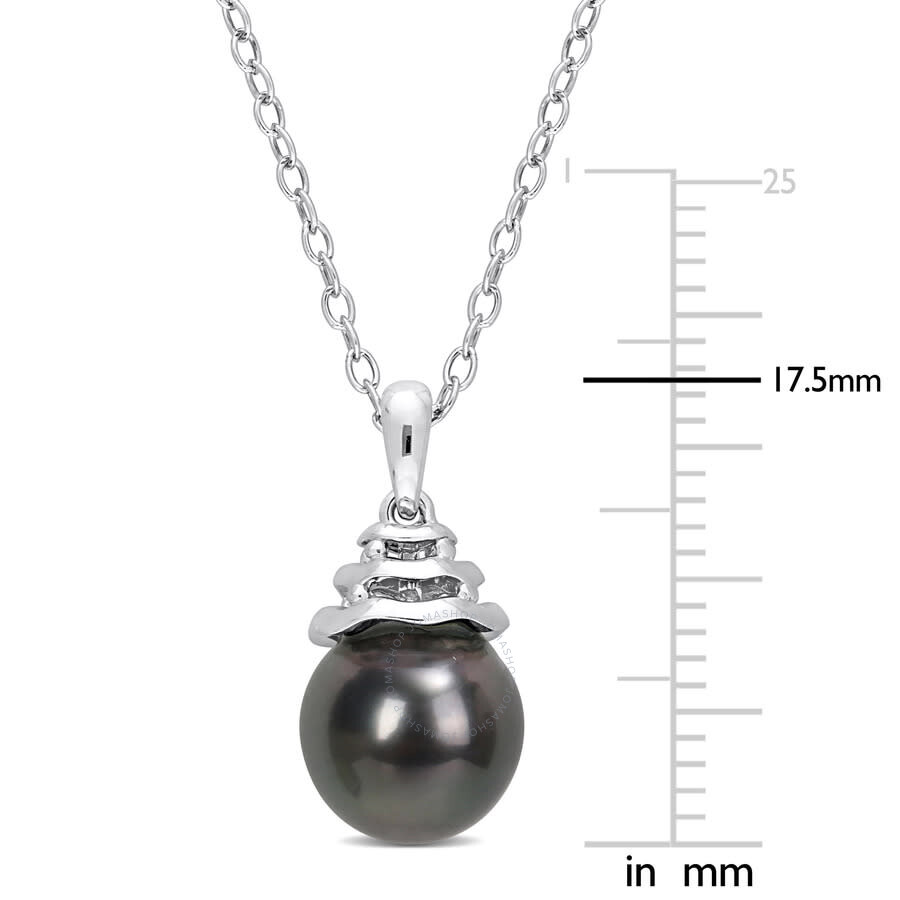 Amour 8.5-9mm Freshwater Cultured Pearl And 1 1/3 Ct Tgw Created White Sapphire Floral Pendant In St In White