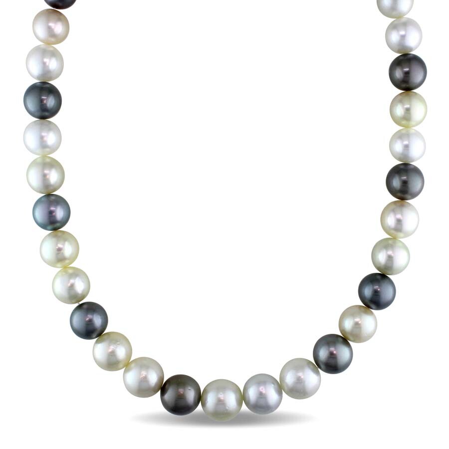 100/" 9-10 MM SOUTH SEA NATURAL White PEARL NECKLACE 14K GOLD CLASP