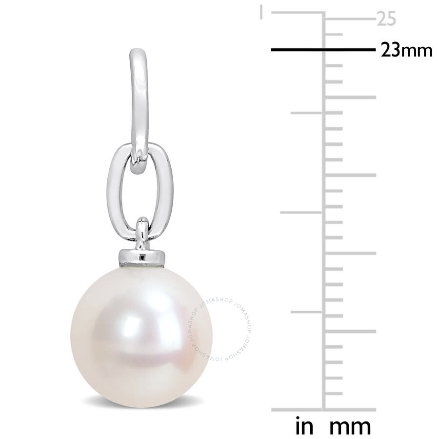 Amour 9-9.5mm Freshwater Cultured Pearl Drop Earrings In Sterling Silver In White
