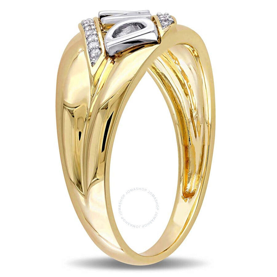 Shop Amour Diamond Men's "dad" Ring In 10k Yellow Gold In Two Tone  / Gold / Gold Tone / White / Yellow