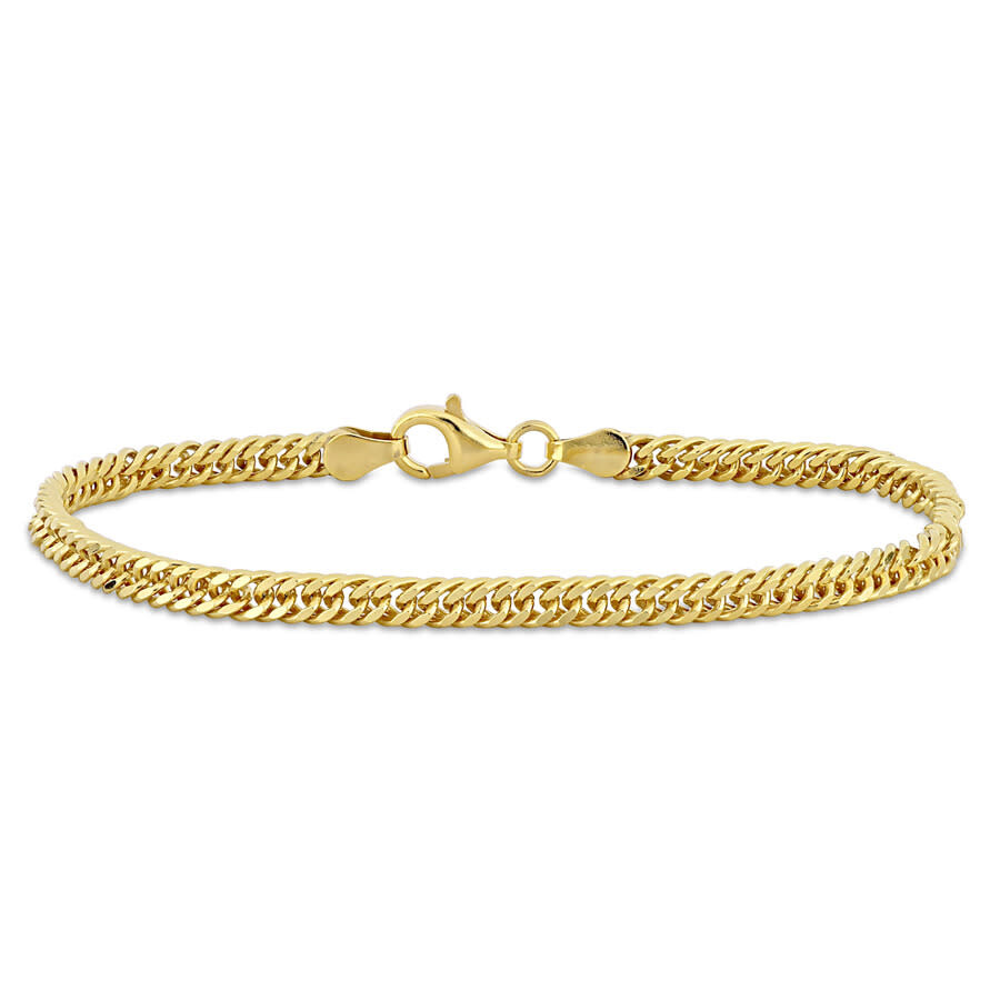 Amour Double Curb Link Chain Bracelet In Yellow Plated Sterling Silver In Yellow