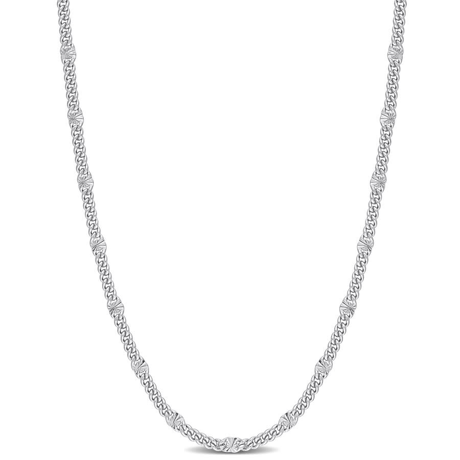 Shop Amour Double Curb Link Chain Necklace In Sterling Silver In White