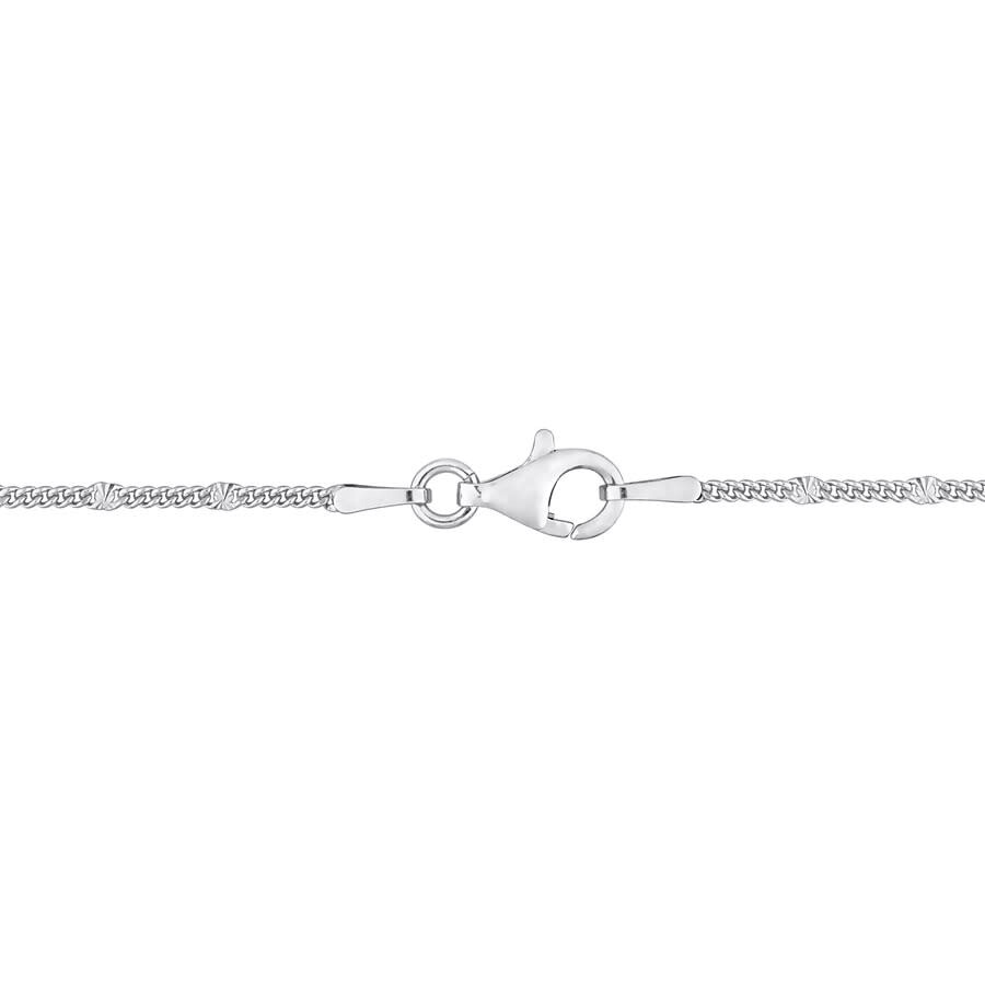 Amour Double Curb Link Chain Necklace In Sterling Silver In White