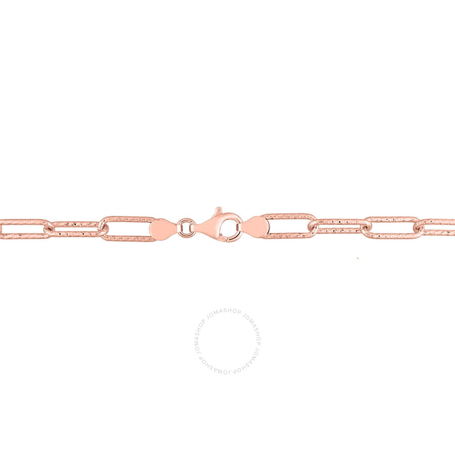 Amour 6mm Fancy Cut Oval Link Bracelet In Rose Plated Sterling Silver In Rose Gold-tone