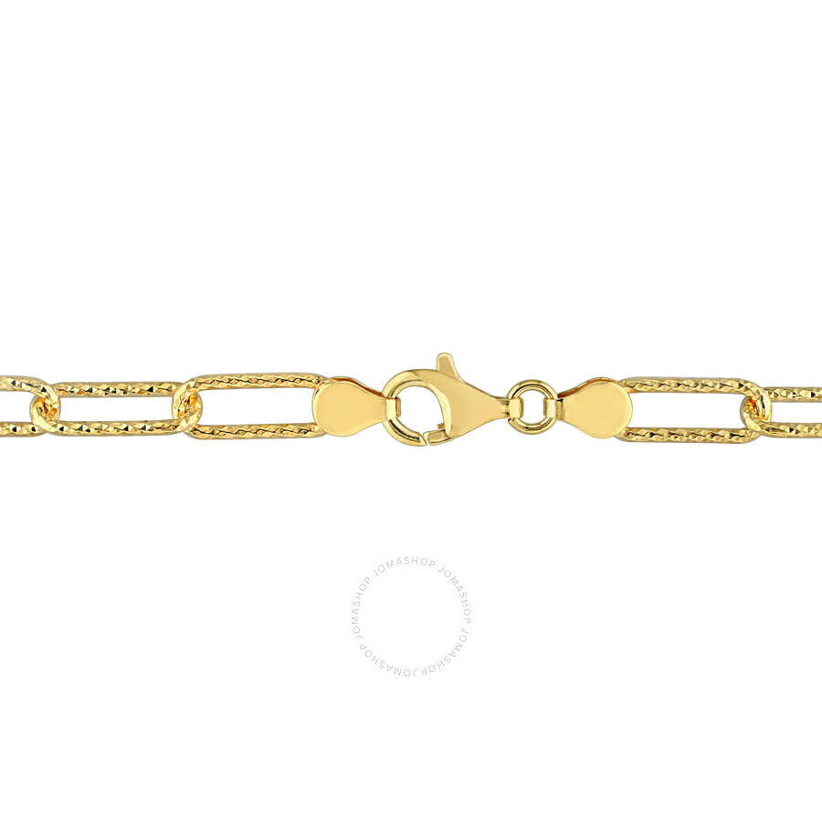 Amour 6mm Fancy Paperclip Chain Bracelet In Yellow Plated Sterling Silver In Yellow