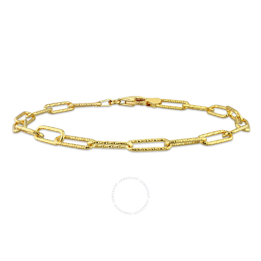 Amour 5mm Fancy Paperclip Chain Bracelet In Yellow Plated Sterling Silver In Yellow