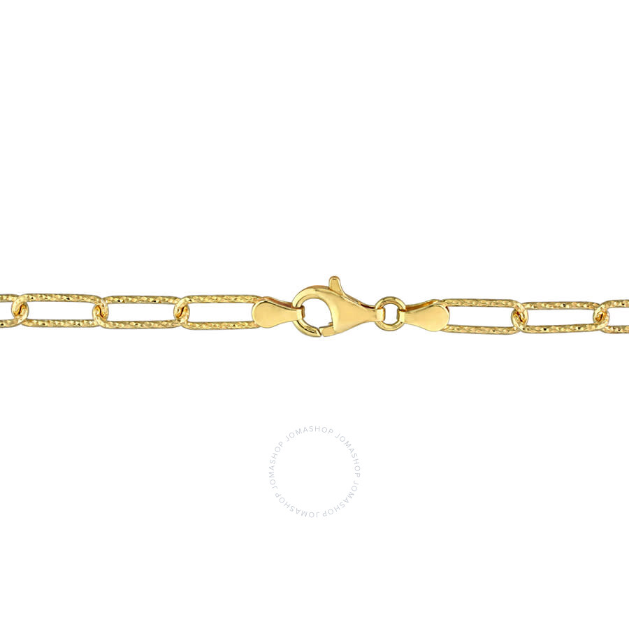 Amour 5mm Fancy Paperclip Chain Bracelet In Yellow Plated Sterling Silver In Yellow
