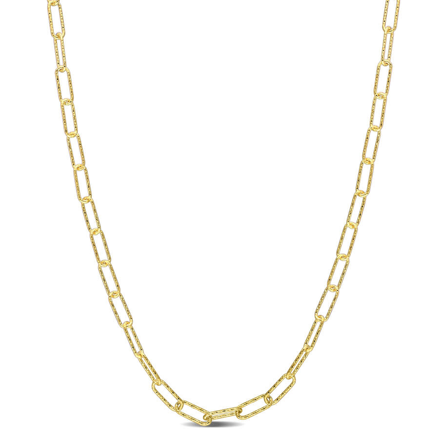 Amour Fancy Paperclip Chain Necklace In Yellow Plated Sterling Silver In Yellow