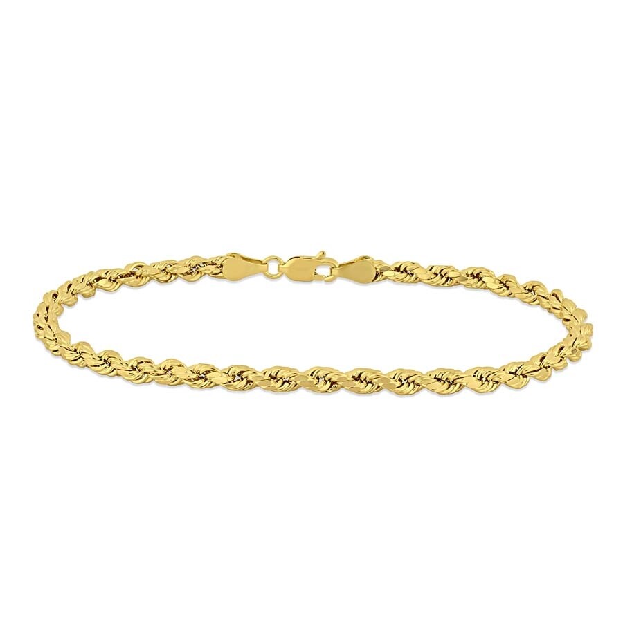 Shop Amour Men's Rope Chain Bracelet In 10k Yellow Gold (4 Mm/9 Inch)