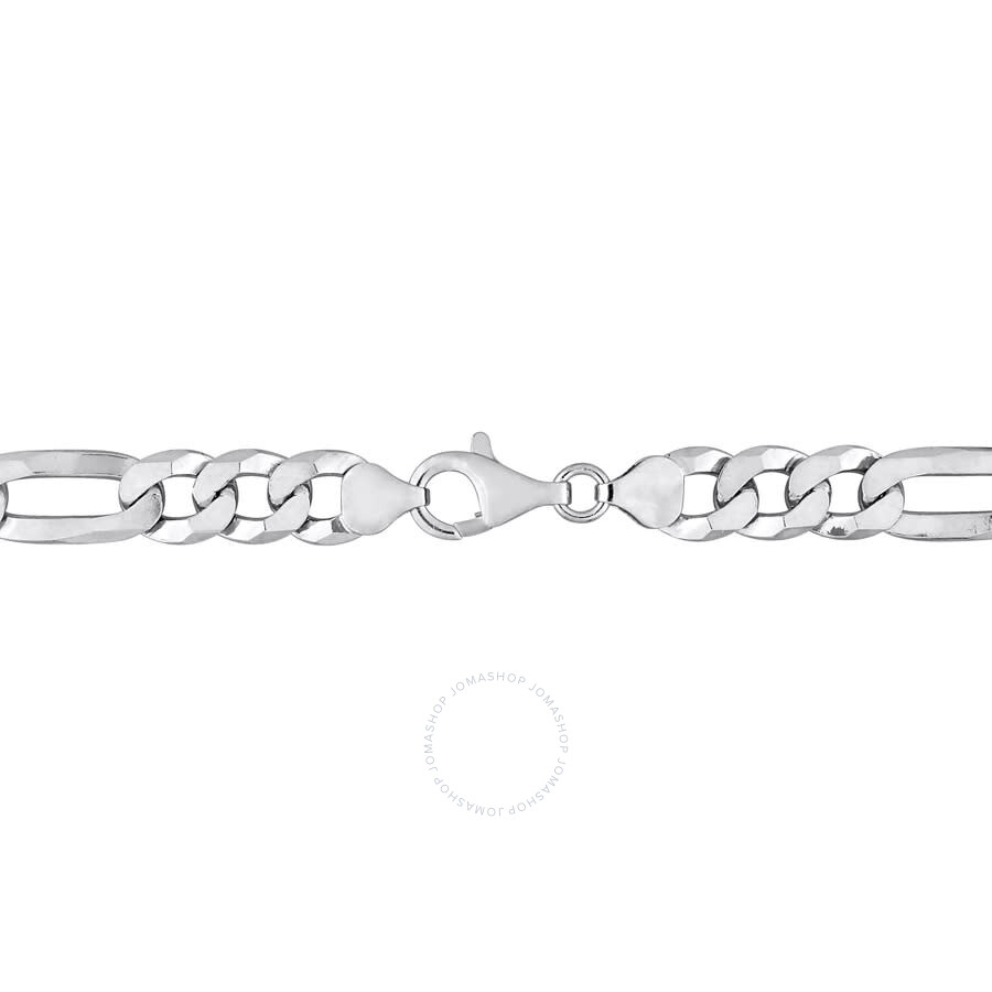 Shop Amour 8.9mm Flat Figaro Chain Bracelet In Sterling Silver In White