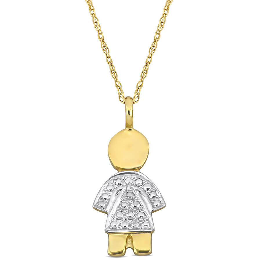 Amour Golden Girl Pendant with Chain in 14k Yellow Gold 17 in