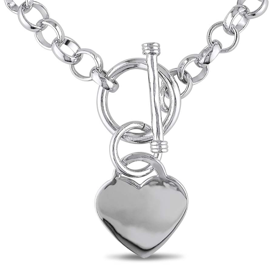 Amour Heart Charm Necklace In Sterling Silver In Silver