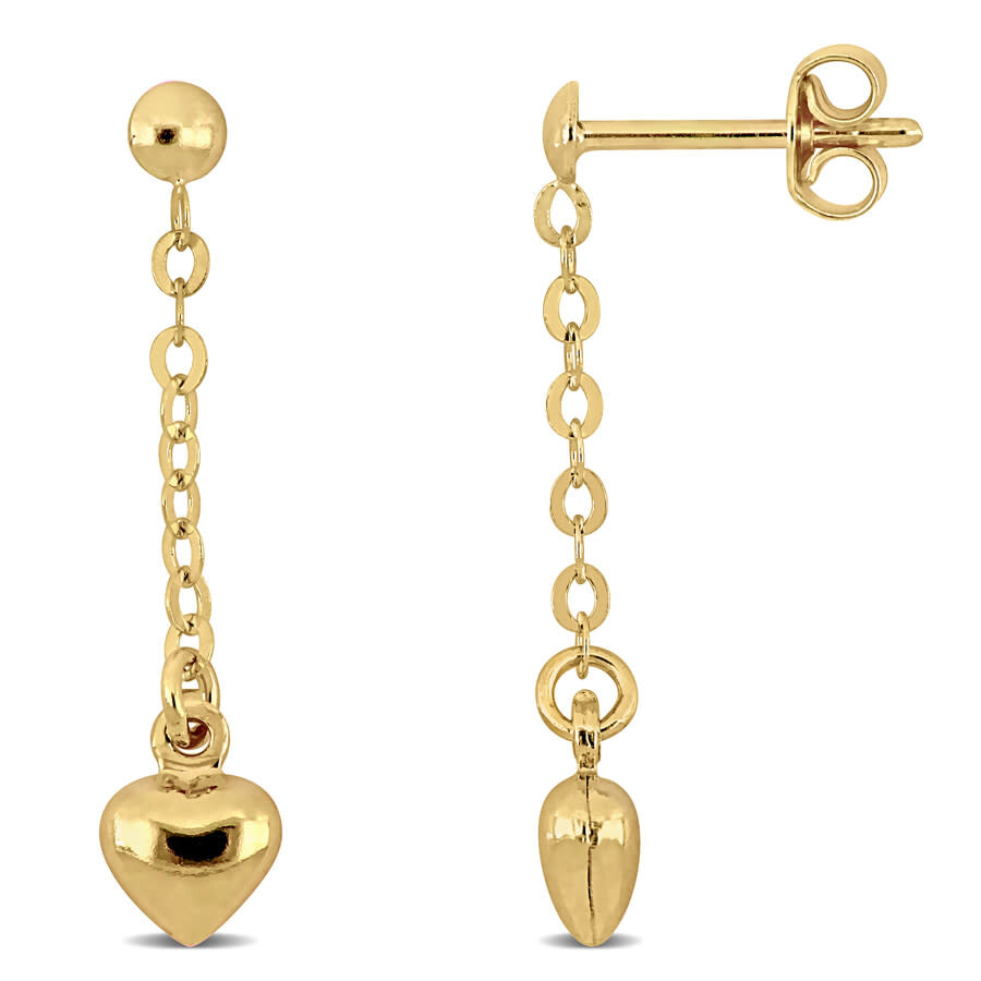Amour Heart Drop Earrings In 14k Yellow Gold In Yellow