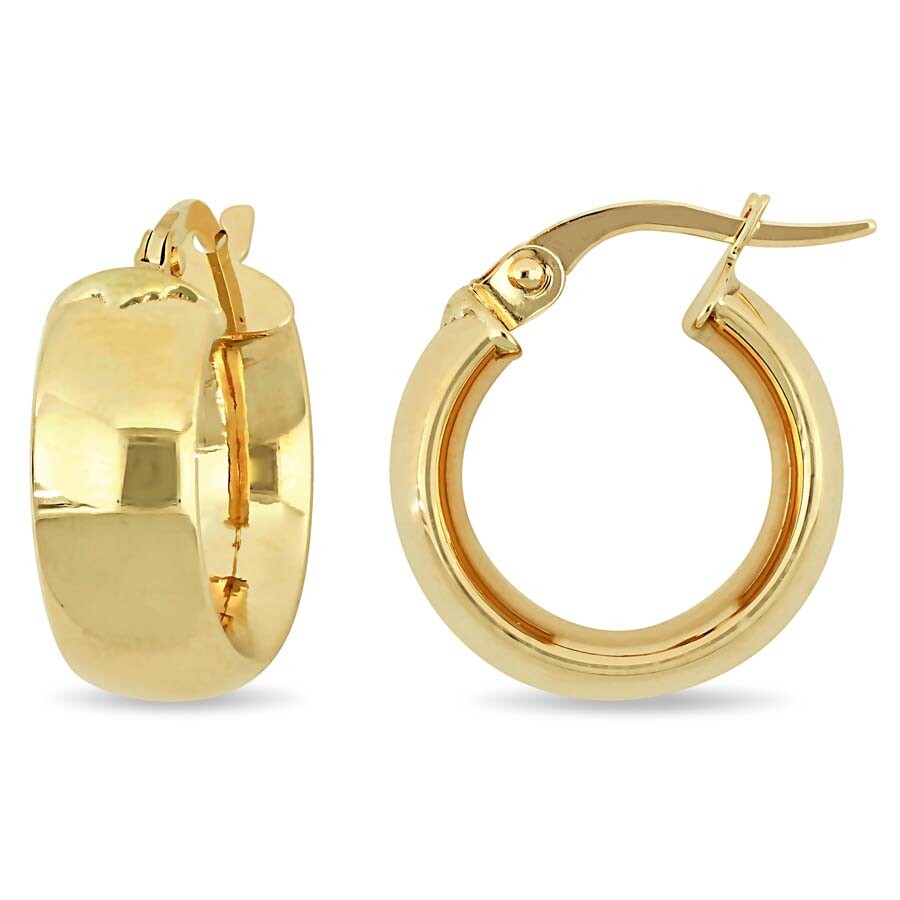 Shop Amour 15mm Satin Finish Hoop Earrings In 10k Yellow Gold In Gold / Yellow