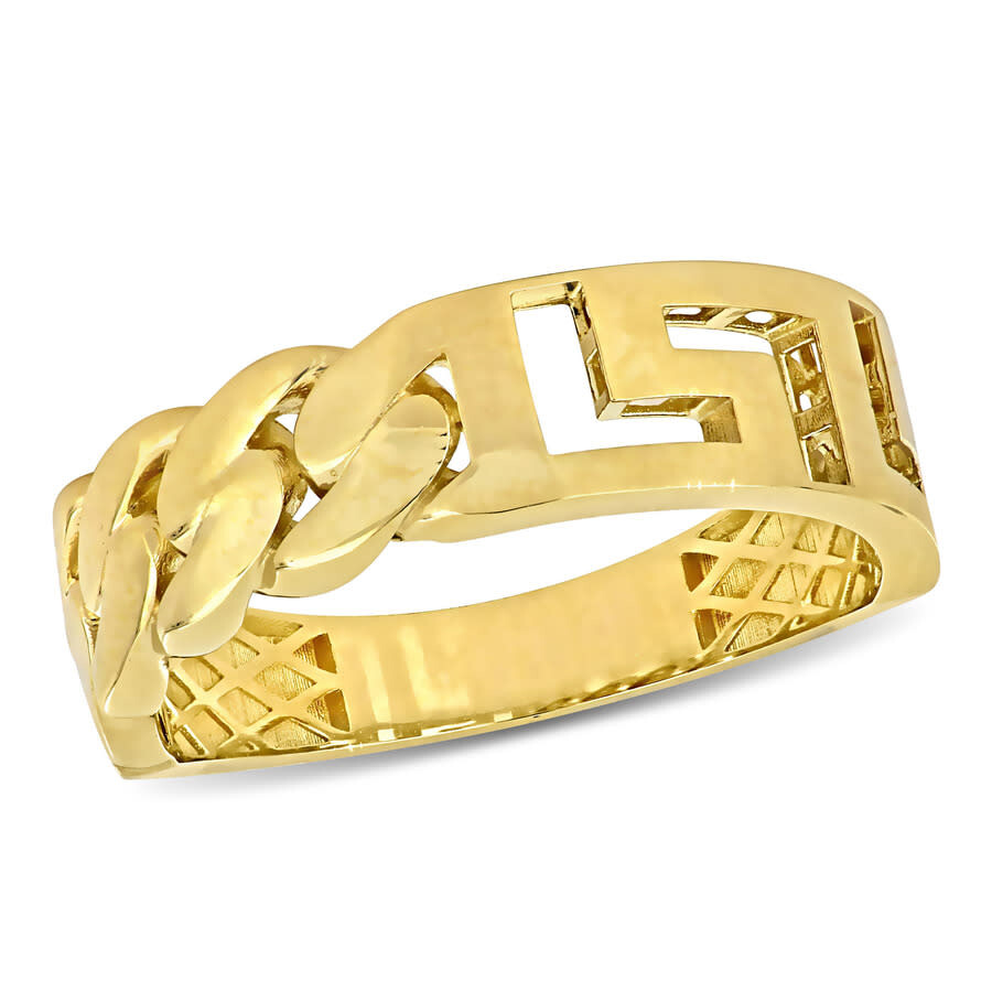 Amour Interlocking And Greek Key Design Ring In 14k Yellow Gold In Yellow